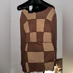 NWT Fashion Nova two piece brown skirt set